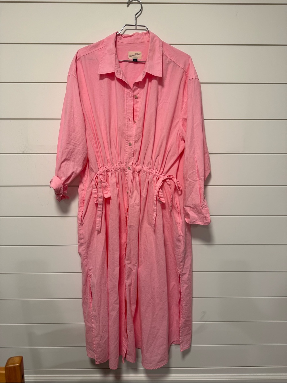 Universal Thread Pink Shirtdress with cinch waist detail slits pockets XL